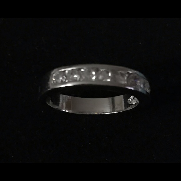 Silver CZ Band Stackable Ring 8 - Picture 8 of 9